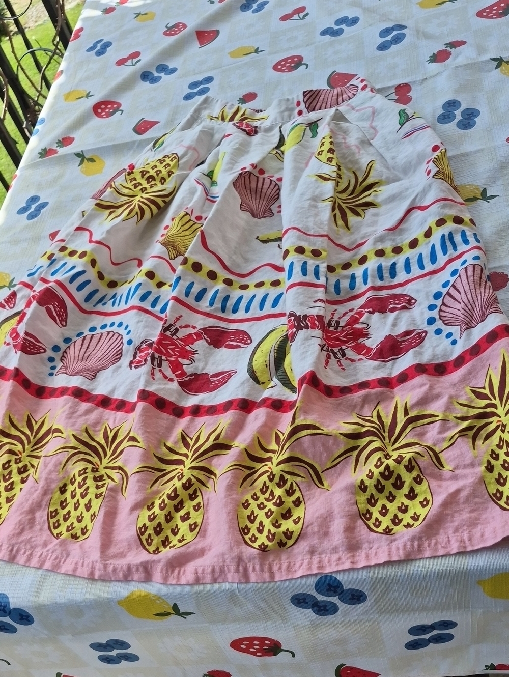 BODEN 🌿 100% LInen 🌿 VERITY LINEN MIDI SKIRT 🏝 TROPICAL PRINT 🏝 US sz 6R